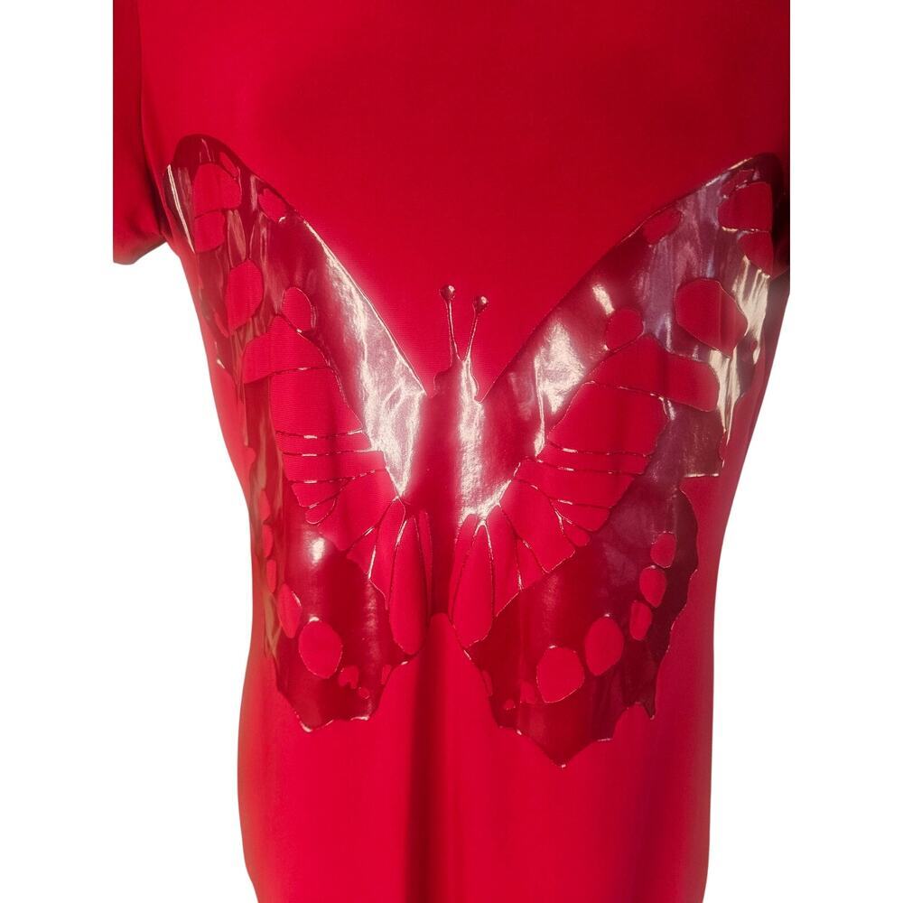 Naomi Kamali‎ Vintage Red Butterfly Top Sz M Stretchy NWOT - Picture 3 of 10